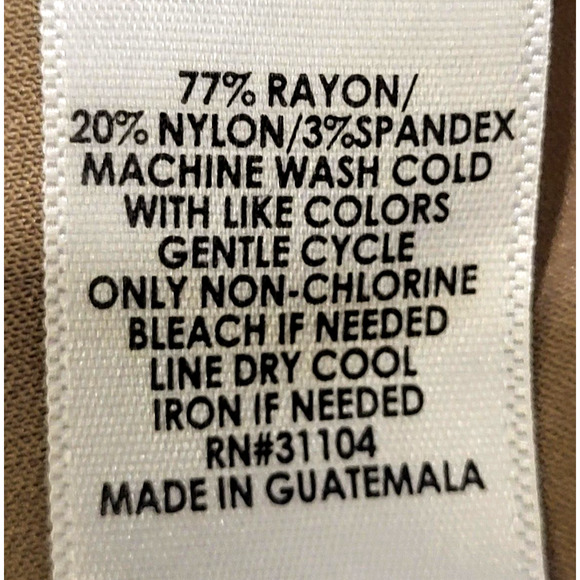 Kim Rogers Khaki Tan Stretch Pants Womens 8 Made In Guatemala - Picture 5 of 6